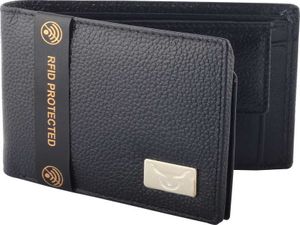 Men Casual Black Genuine Leather Wallet  (6 Card Slots)