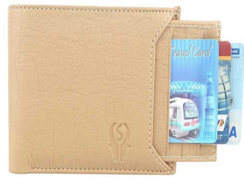 Men Casual Beige Artificial Leather Wallet  (8 Card Slots)