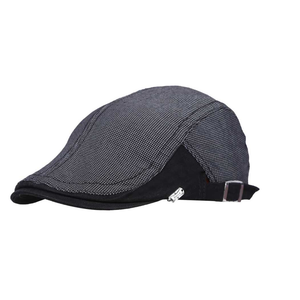 Beige 100% Cotton Golf Flat Cap with adjustable size strap Cap