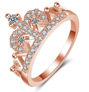 Queen Crown 18K Rose Gold Plated Designer Ring Crystal Crystal Rose Gold Plated Ring