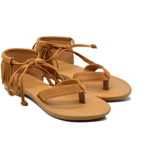 Women Tan Flats Sandal 01