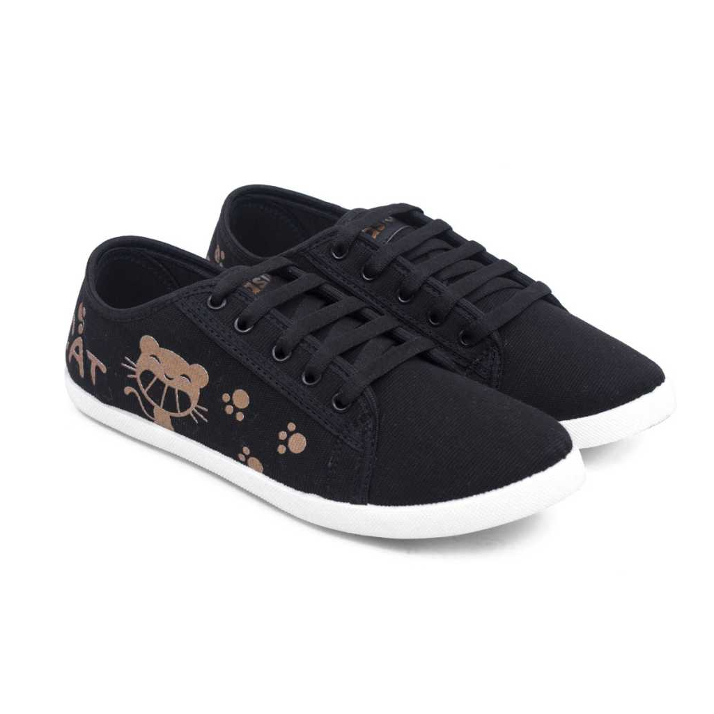 Blush-61 Black Golden Casual Shoes,Laceup Shoes,Sneakers, Casuals For Women