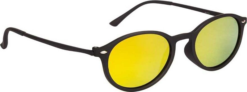 Mirrored Round Sunglasses (Free Size)  (Yellow, Golden)