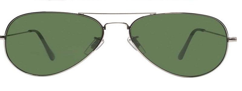 UV Protection Aviator Sunglasses (56)  (Silver, Green)
