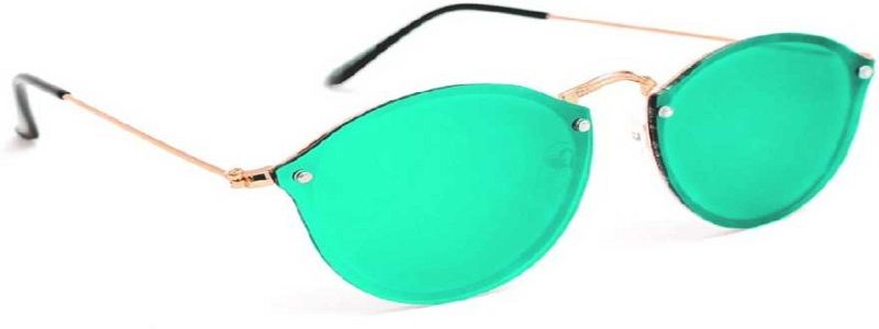 Mirrored Over-sized Sunglasses (Free Size)  (Green)