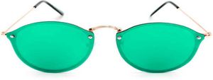 Mirrored Over-sized Sunglasses (Free Size)  (Green)